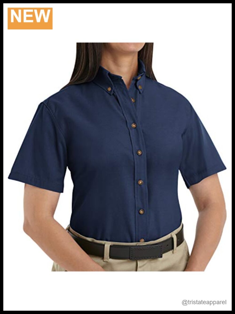 Women's Short Sleeve Poplin Work Shirt Wrinkle Resistant Polyester Cotton